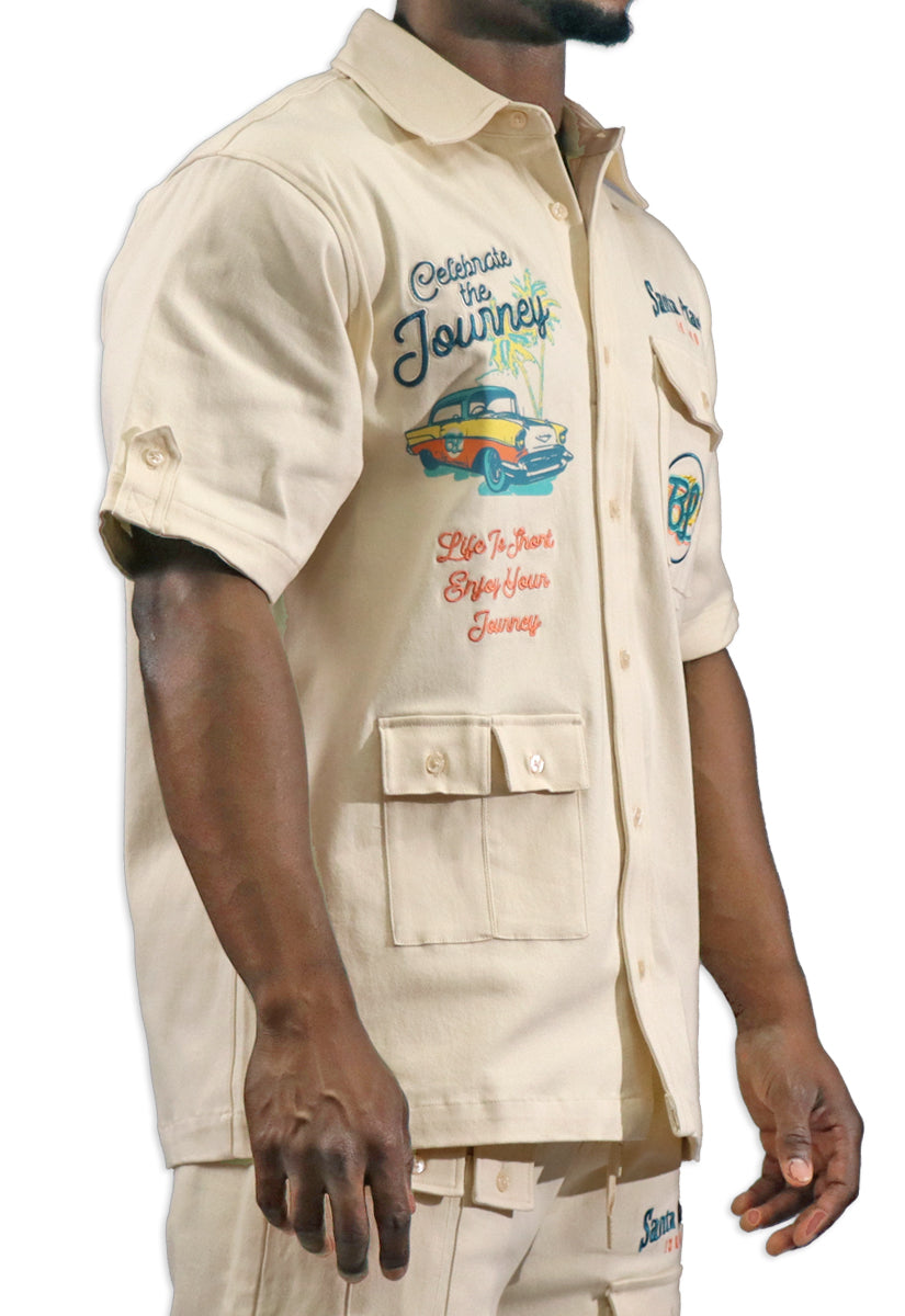 Blac Leaf Celebrate The Journey Button Up Shirt Natural