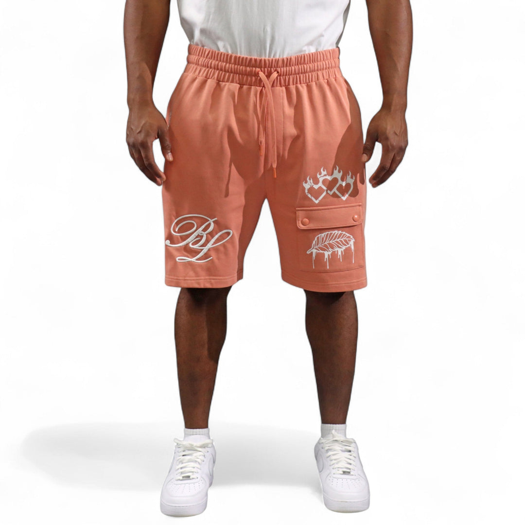 Blac Leaf Triple Heart Salmon Shirt , Heart Of A Champion Salmon Shorts (HAT NOT INCLUDED)  Outfit Combo