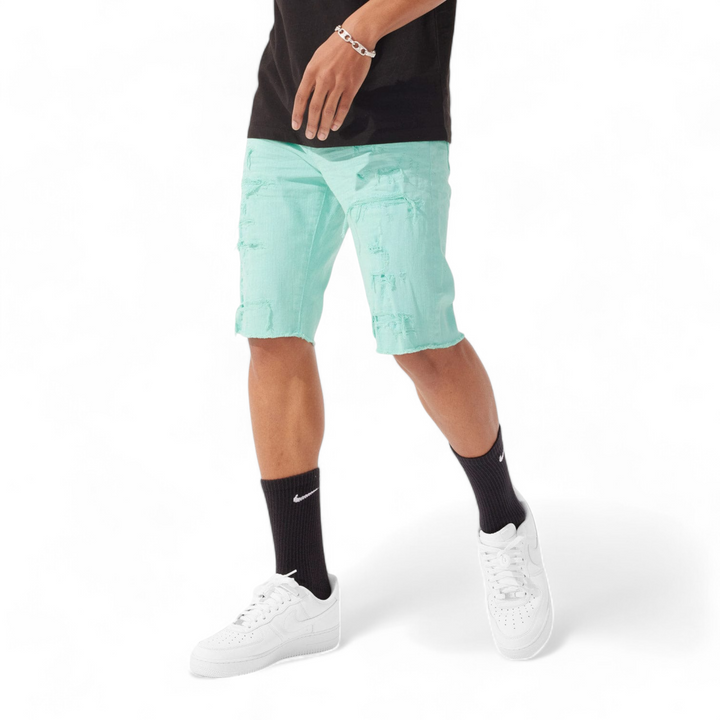 Jordan Craig Shorts With Shreds Aqua