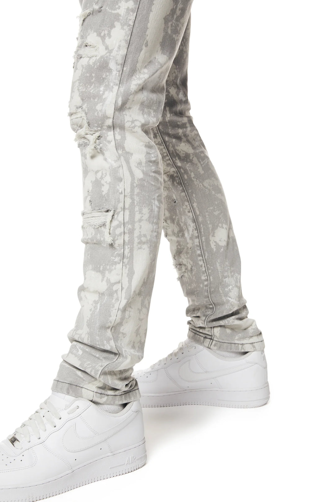 Smoke Rise Rip & Repair Slim Jeans Confetti Grey