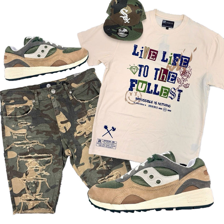 Juren Live Life To The Fullest Tee Natural outfit combo