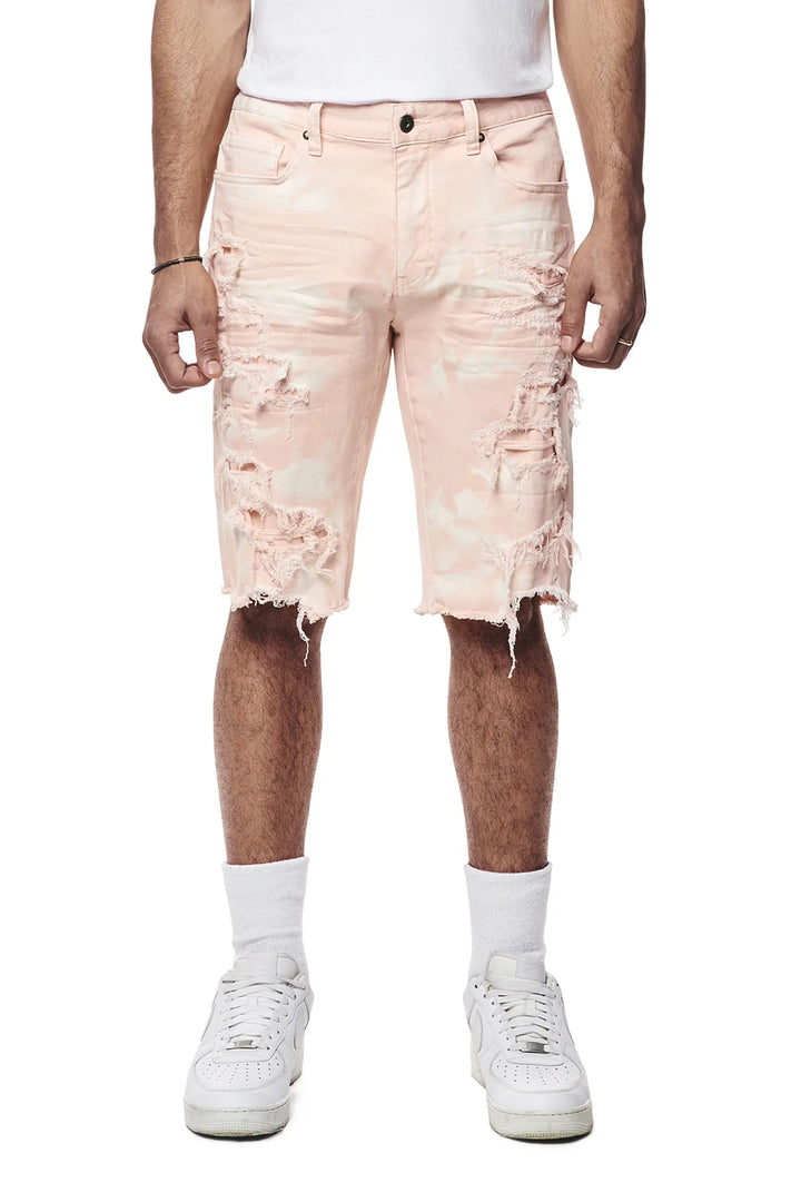 Smoke Rise Distressed Rip & Repair Twill Short Pink