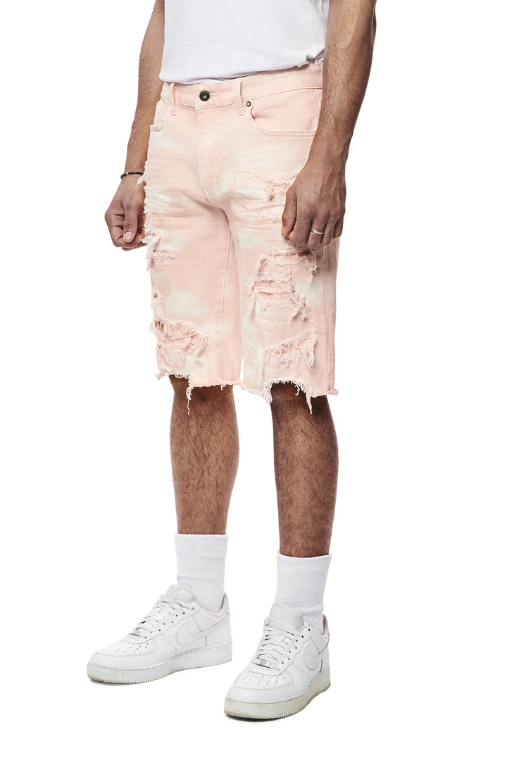 Smoke Rise Distressed Rip & Repair Twill Short Pink