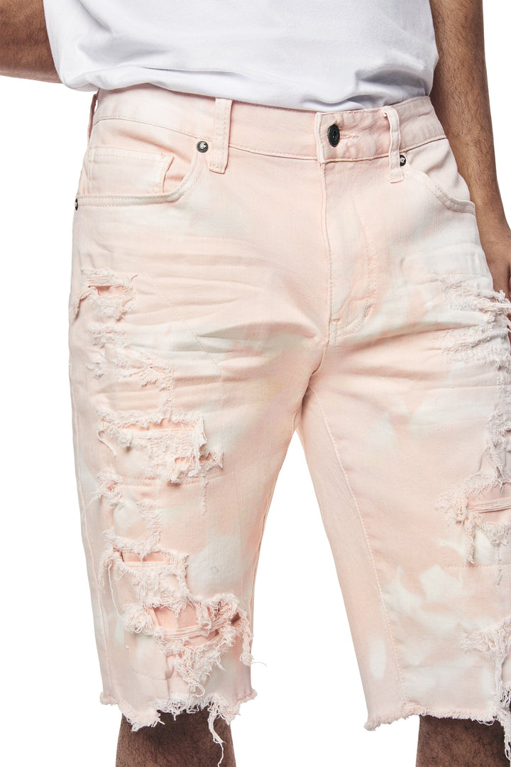 Smoke Rise Distressed Rip & Repair Twill Short Pink