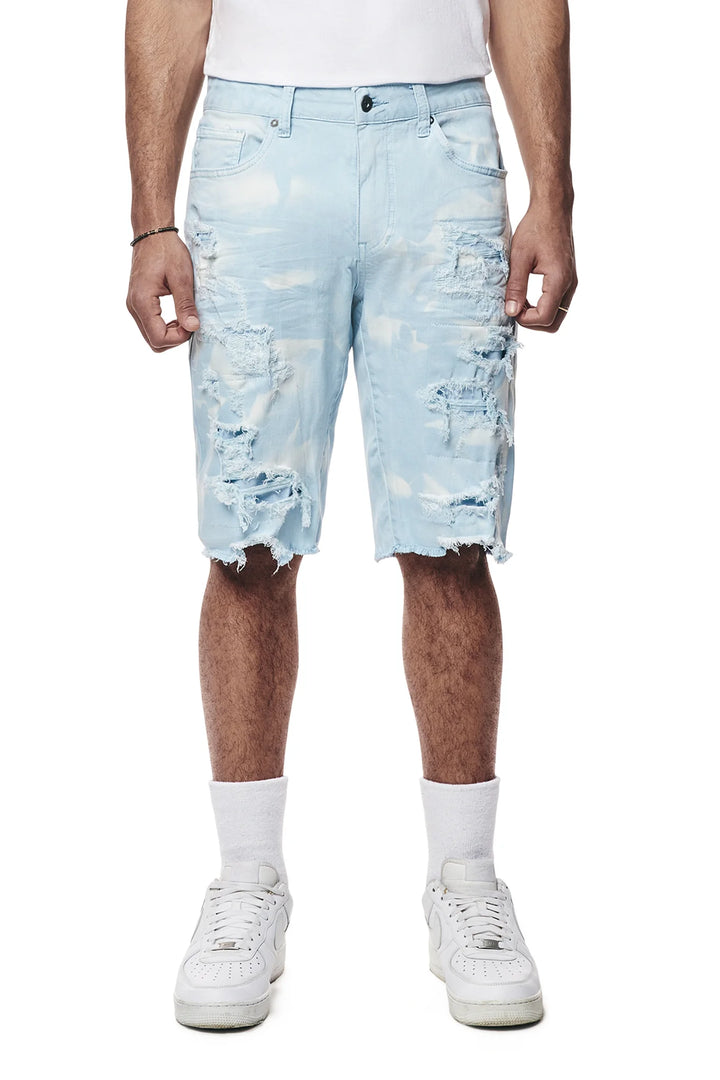 Smoke Rise Distressed Rip & Repair Twill Short Seabreeze