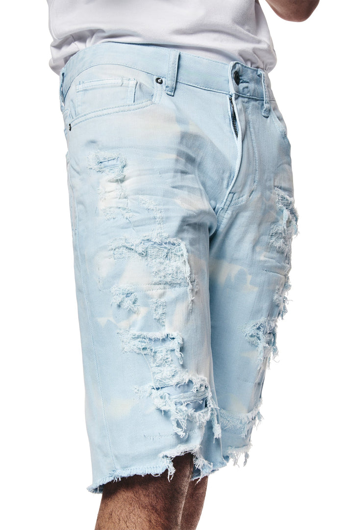 Smoke Rise Distressed Rip & Repair Twill Short Seabreeze