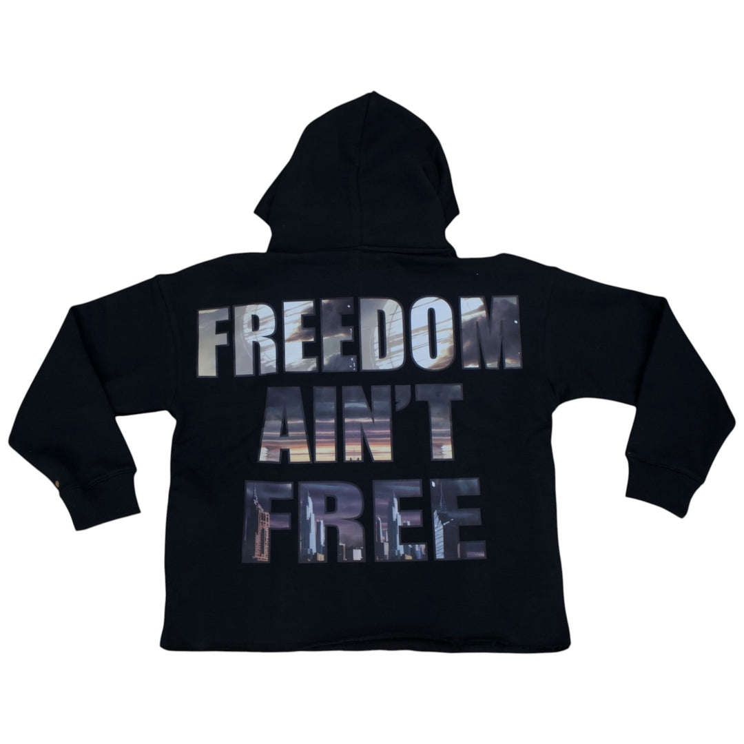 Focus Rhinestone Crop Hoodie Black