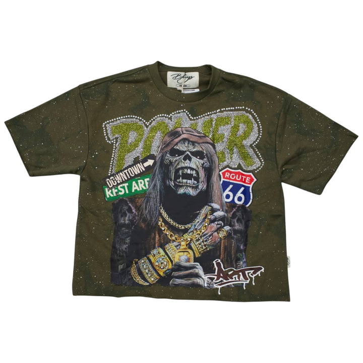 BKYS T1431Route 66 Cropped Shirt Olive