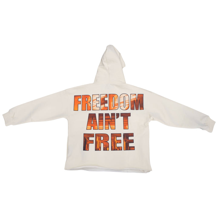 Focus Rhinestone Crop Hoodie Ivory