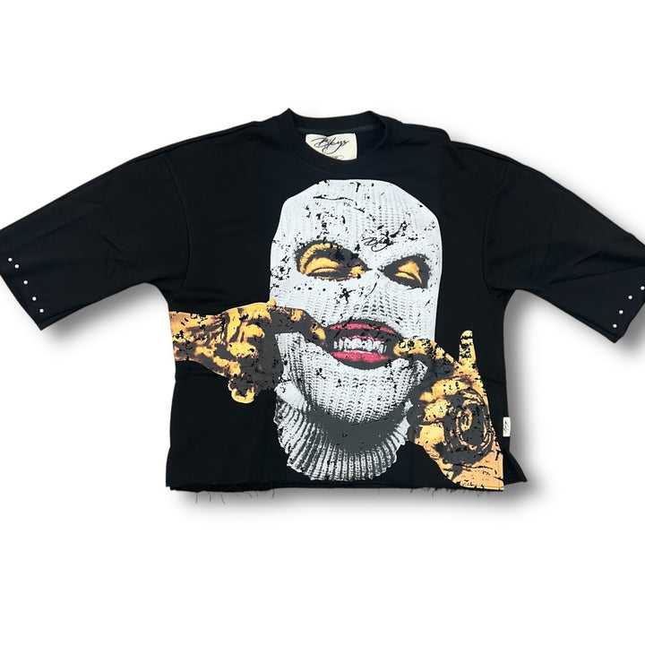 Bkys Grillz Mask Cropped Tee Blk