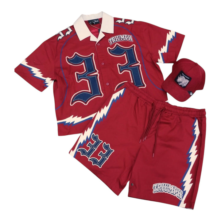 The Suede Rhino Hat Burgundy , Triumph Crop Button Up Syrah & Triumph Short Syrah  Outfit Combo