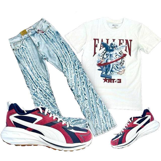 Risq Takers Fallen Angel Tee Wht/Burg Outfit Combo