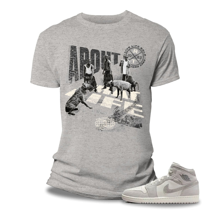 About That Life" Tee Grey, Waimea Baggy Short Vintage, And Saucony Grid Shadow White Cream Outfit combo