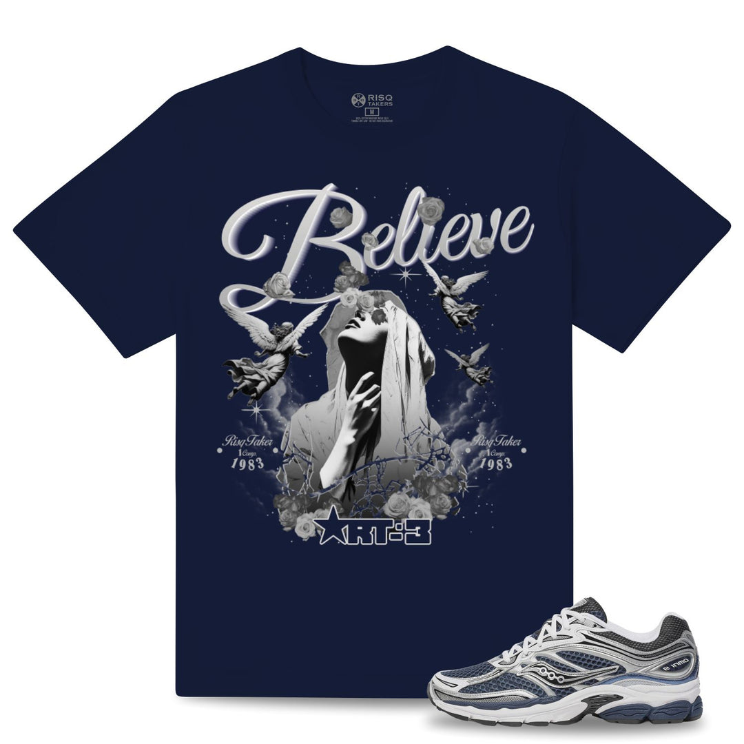 Risq Takers Believe Tee Navy And Gray