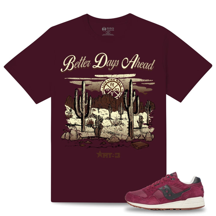 Risq Takers Better Days Ahead Tee Burgundy  Combo