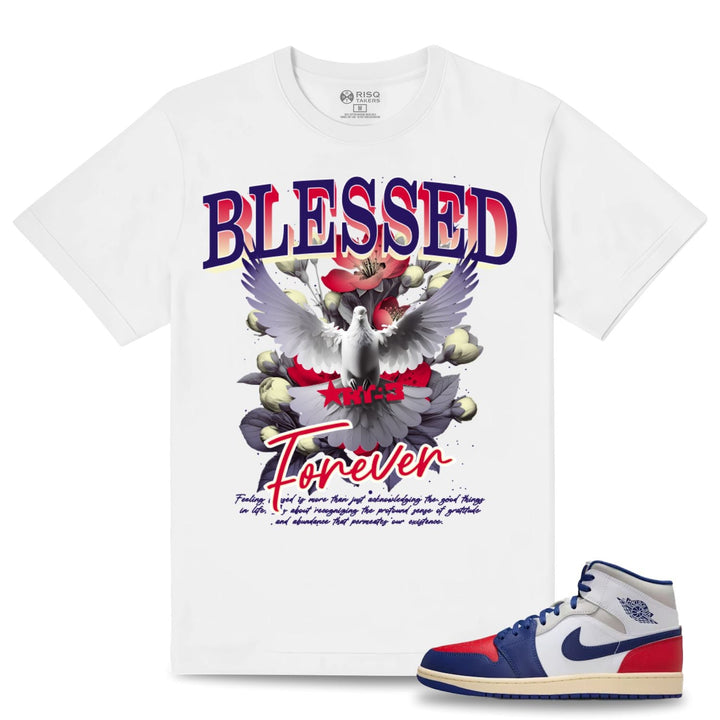 Risq Takers Blessed Tee White Red Navy  Combo