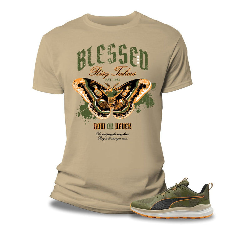 Risq Takers Blessed Now or Later  Tee Khaki Combo