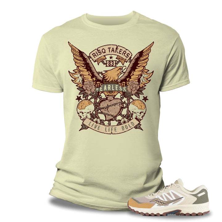 Risq Takers Fearless Tee Natural / Burgundy Combo