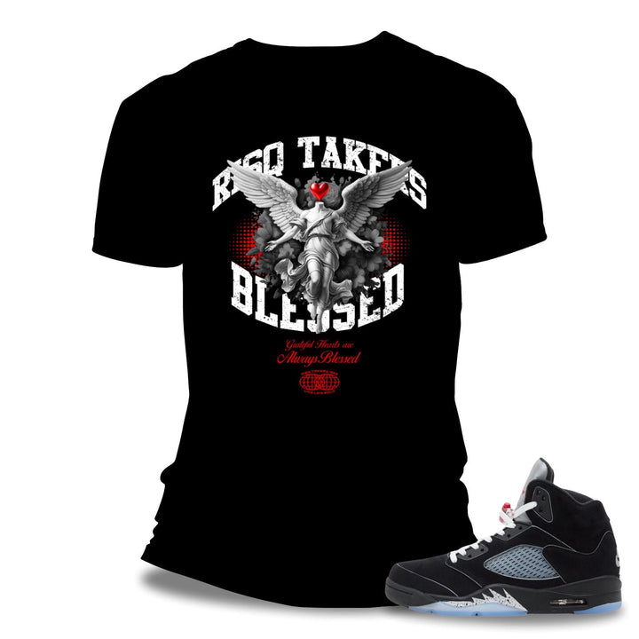 Risq Takers Blessed Angel Tee Blk/Wht,Smoke Rise Rip&Repair Short Fuse Grey And Nike Air Force 1 Low “Red Toe” outfit combo