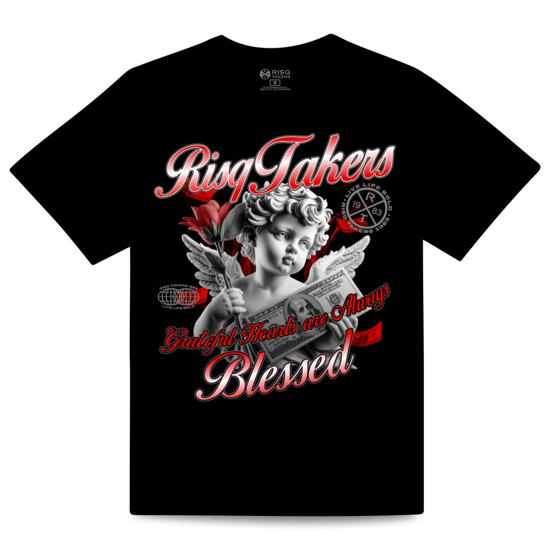 Risq Takers Grateful Hearts are Always Blessed Tee Black/Red