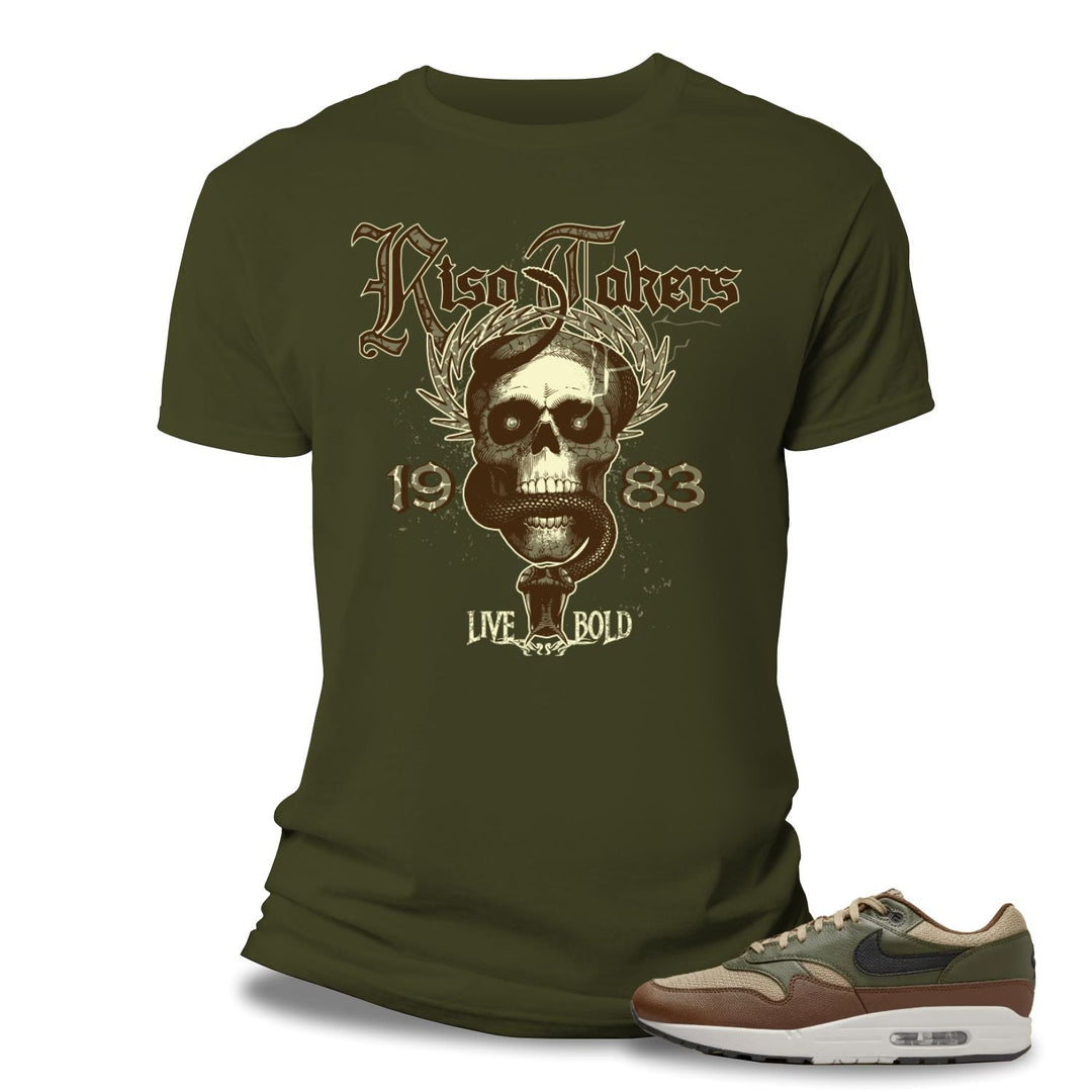 Risq Takers Live Life Bold 2 Tee Olive/Brown combo