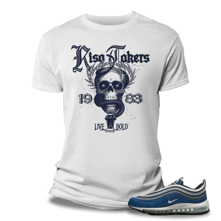 Risq Takers Live Bold Tee White/Blue Combo