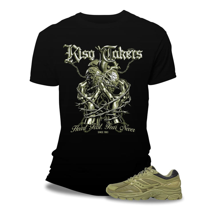 Risq Takers Heart First Fear Never Tee Black /Olive Combo