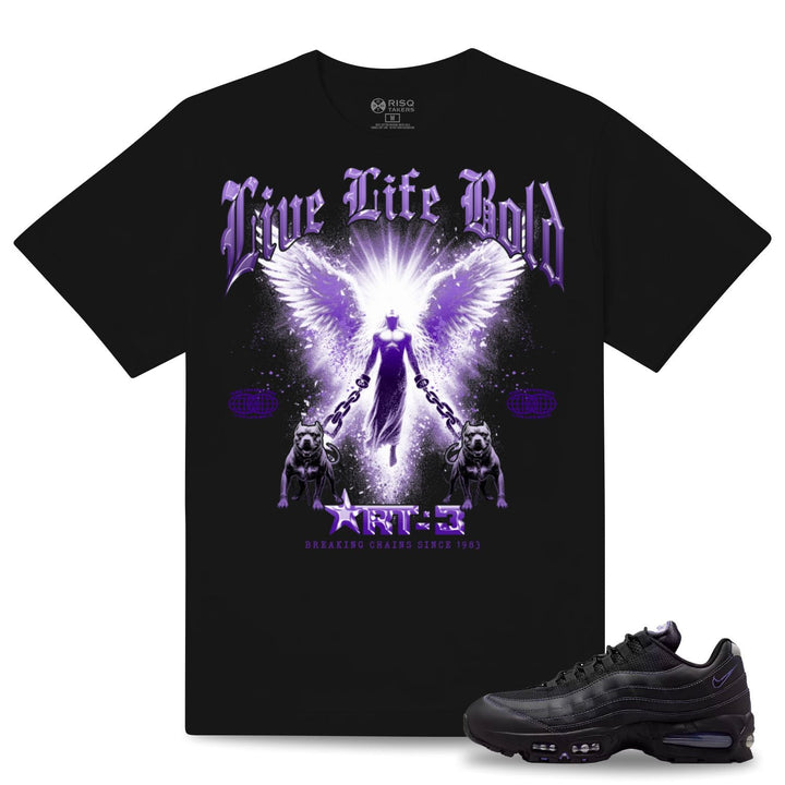 Risq Takers Live Life Bold Tee Blk/Prpl  Combo