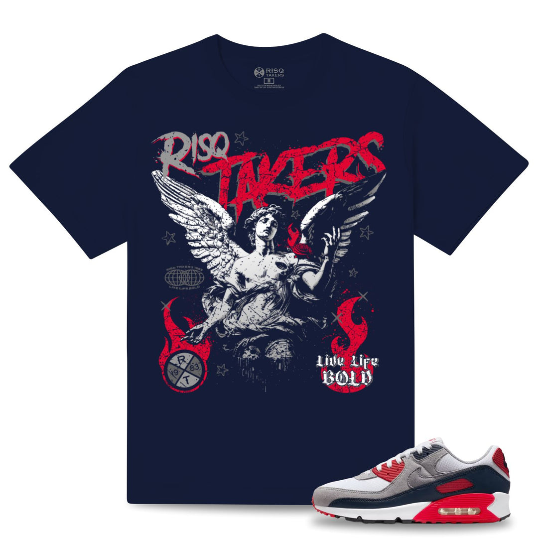 Risq Takers Live Life Bold Navy/Red/Gray Tee