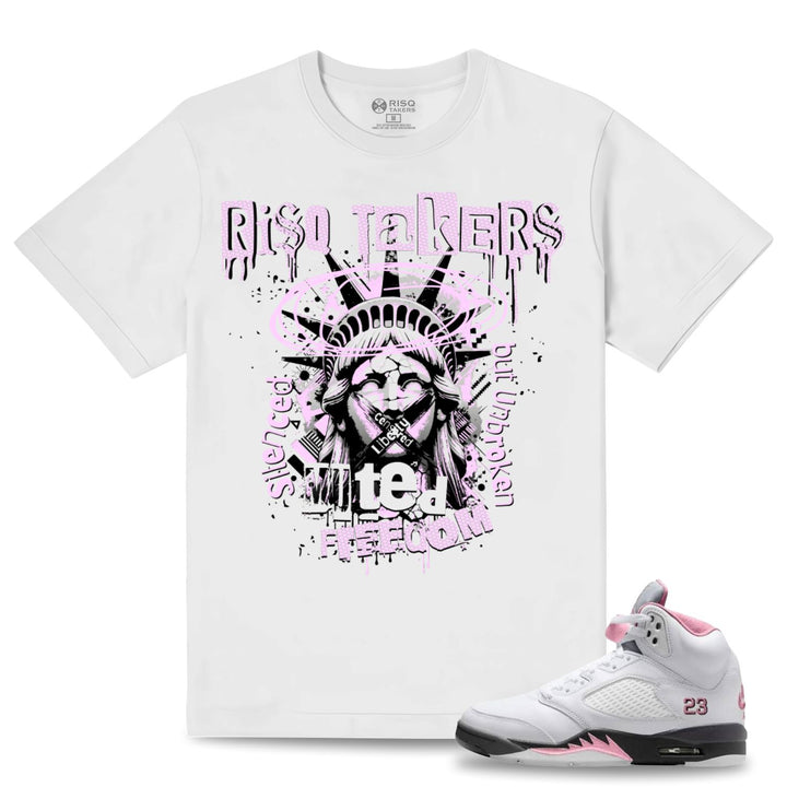 Risq Takers Muted Tee White With Pink Combo