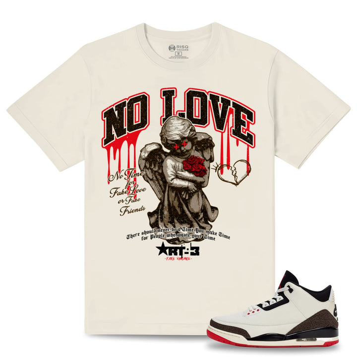 Risq Takers No Love Tee Natural Black Red Combo