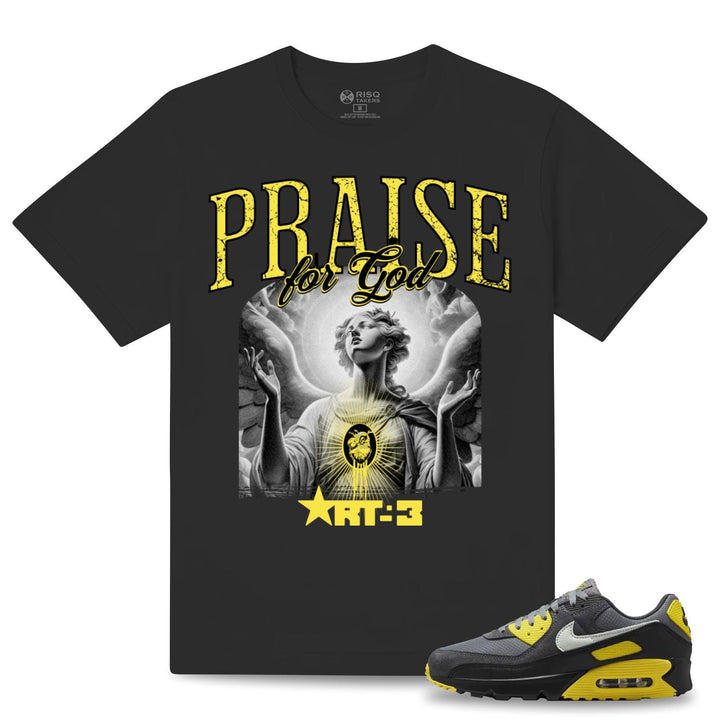 Risq Takers Praise For God Tee Grey Yellow  Combo