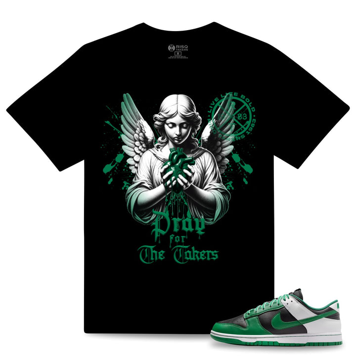 Risq Takers Pray for Takers Tee Black Drk Green Combo