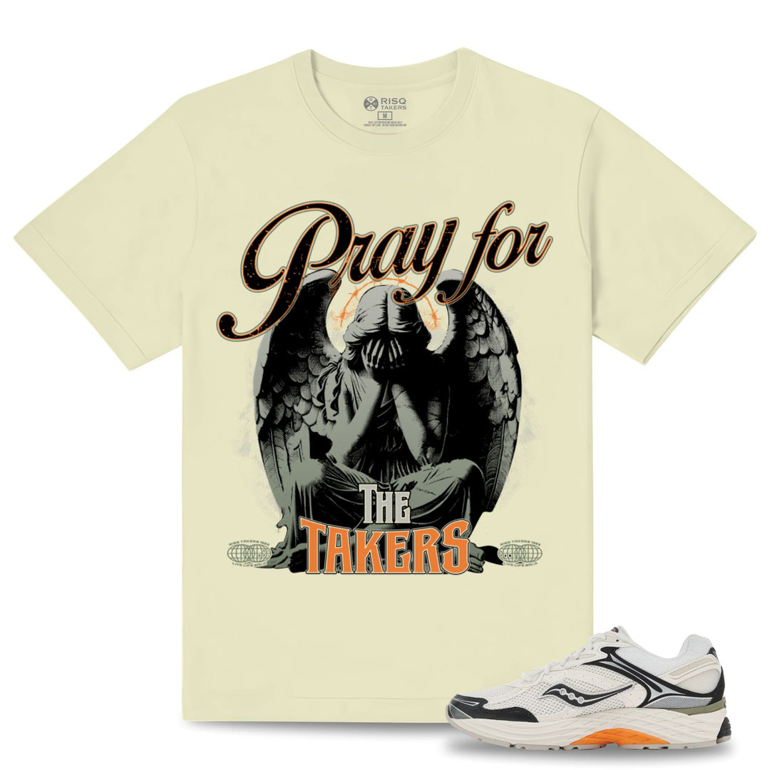 Risq Takers Pray For The Takers Tee Natural And Orange