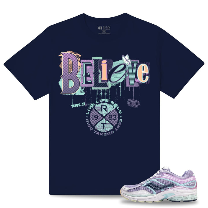 Risq Taker Believe Tee Navy Purple Aqua Combo