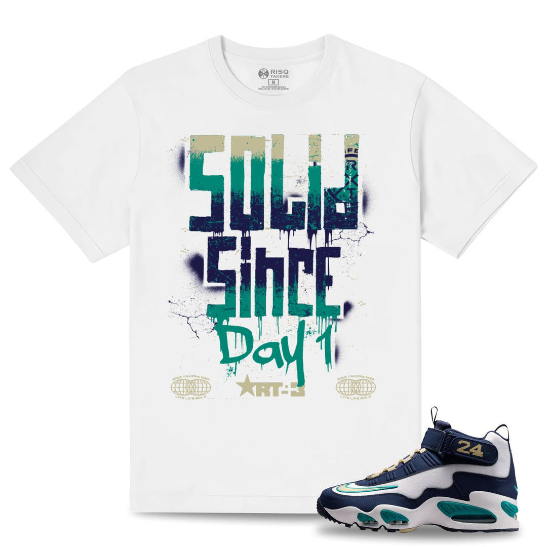 Risq Takers Solid Since Day One Tee White with Teal/Indigo