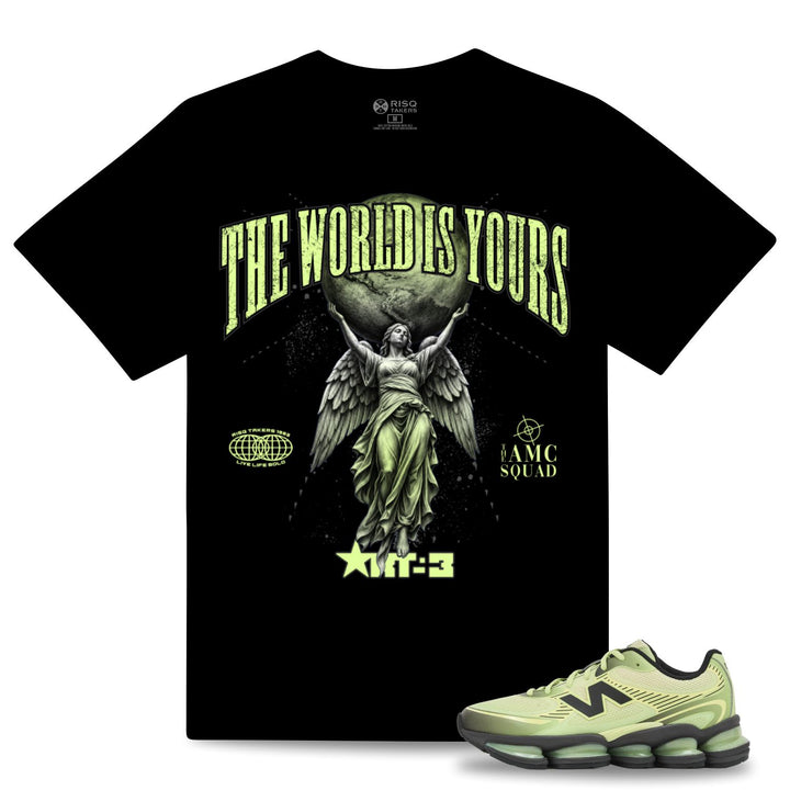 Risq Takers The World Is Yours Tee Black and Lime Combo