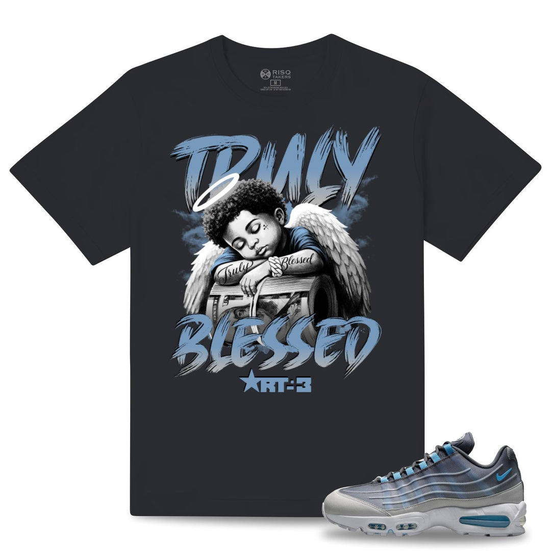 Risq Takers Truly Blessed Tee Gray/Light Blue/ White