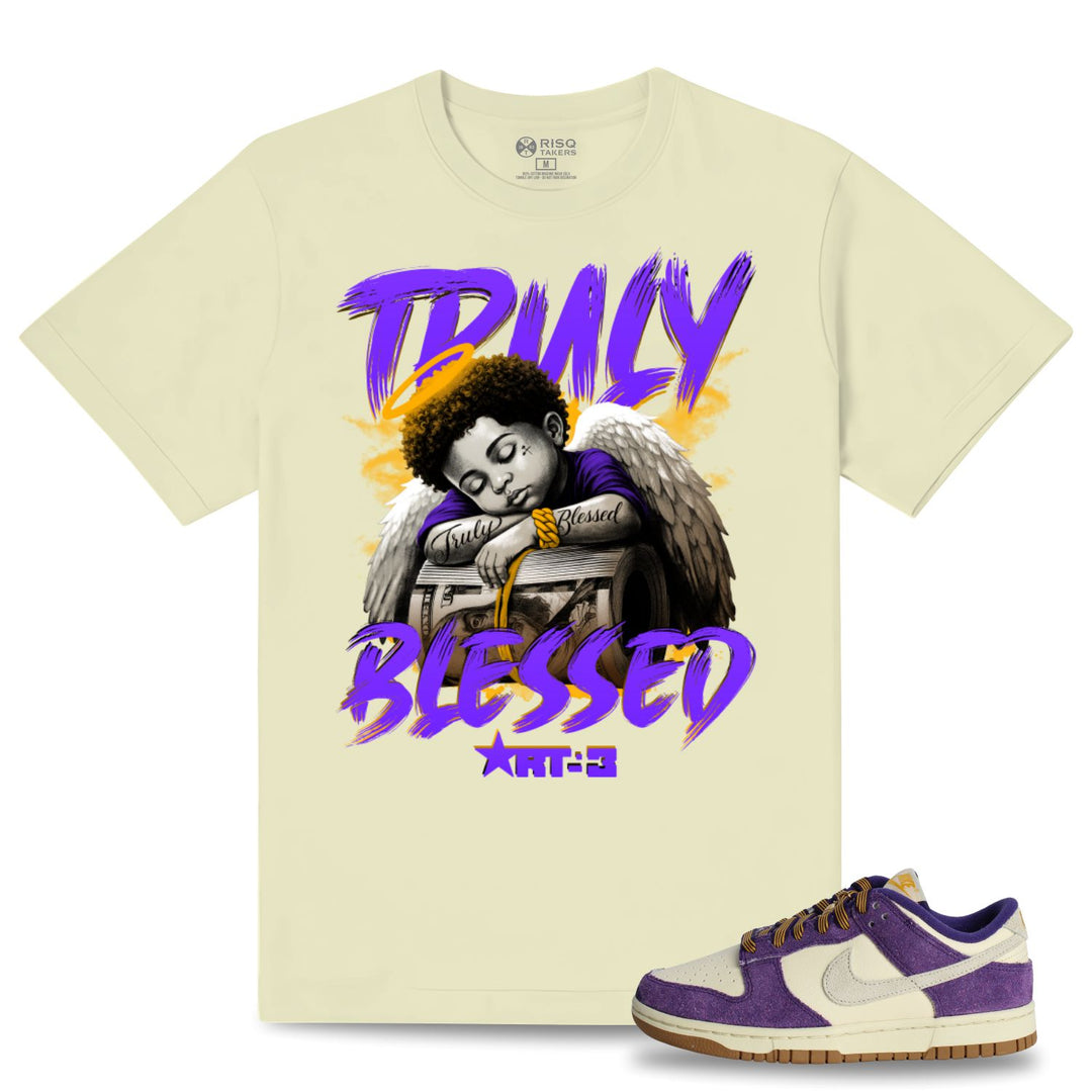 Risq Takers Truly Blessed Tee Natural With Purple