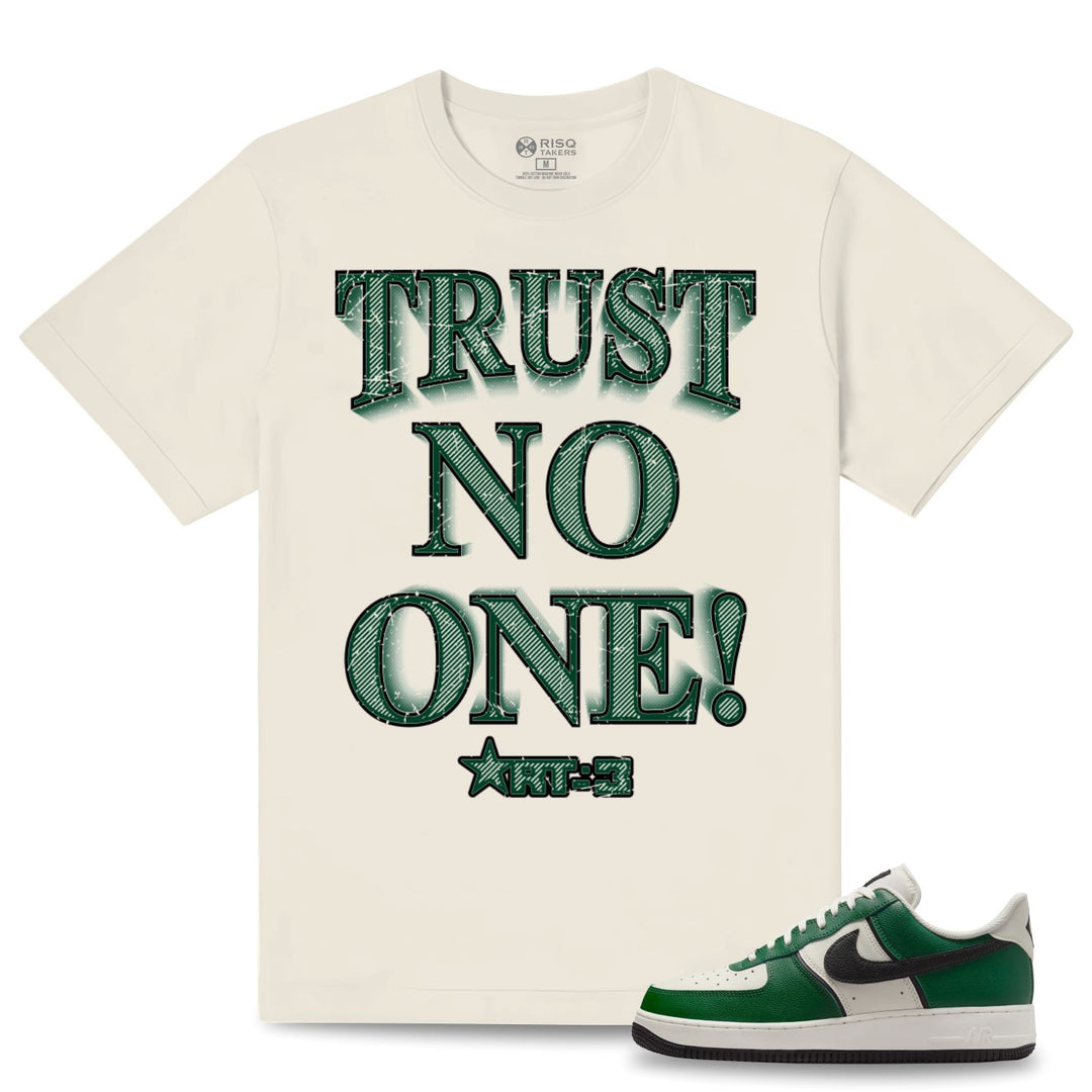 Risq Takers Trust No One! Tee Natural With Green
