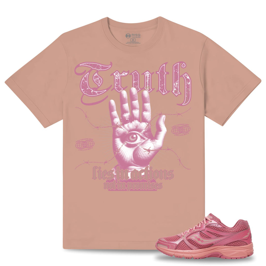 Risq Takers Truth Tee Peach With Mauve Pink