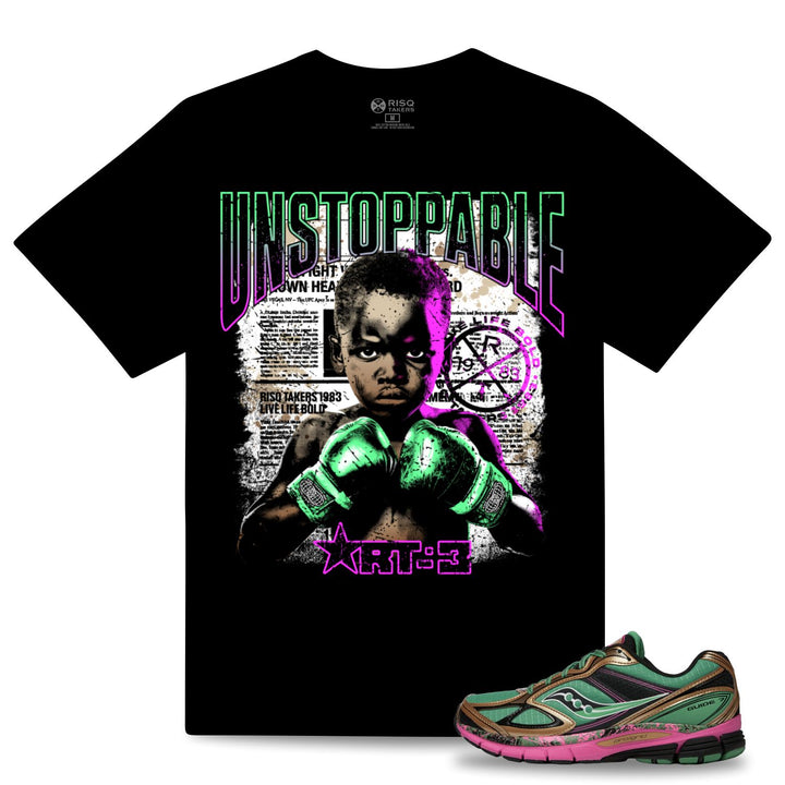 Risq Takers Unstoppable Tee Black Green Pink Combo