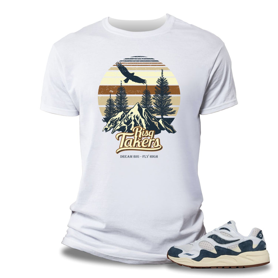 Risq Takers Up North Tee White/ Natural/ Navy