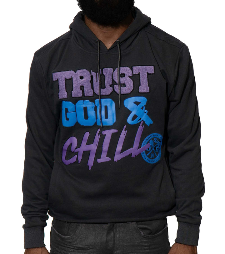 Trust God & Chill Black Crop Hoodie