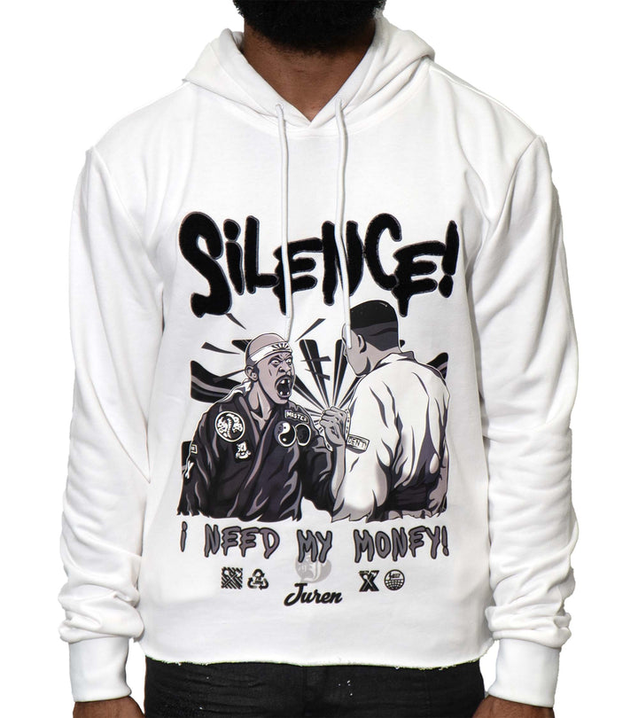 Silence White Crop Hoodie