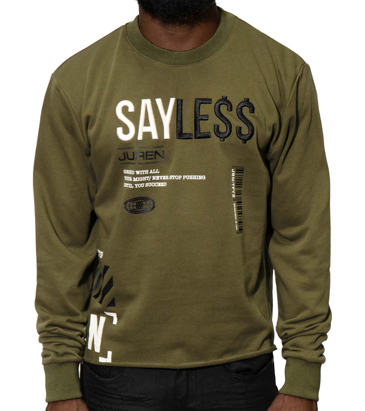 Say Le$$ Olive Crop Crewneck Sweater