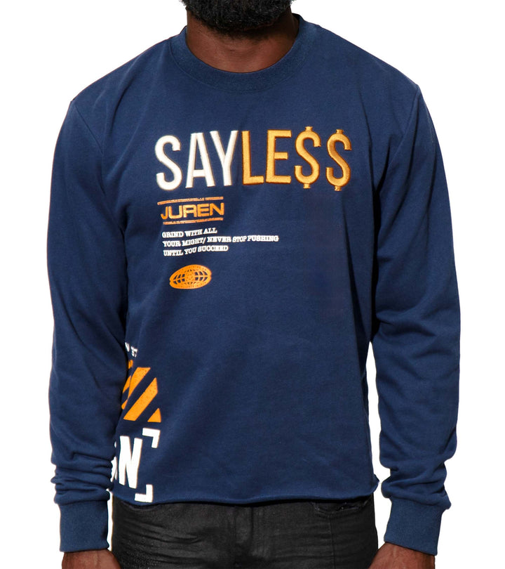 Say Le$$ Navy Crop Crewneck Sweater