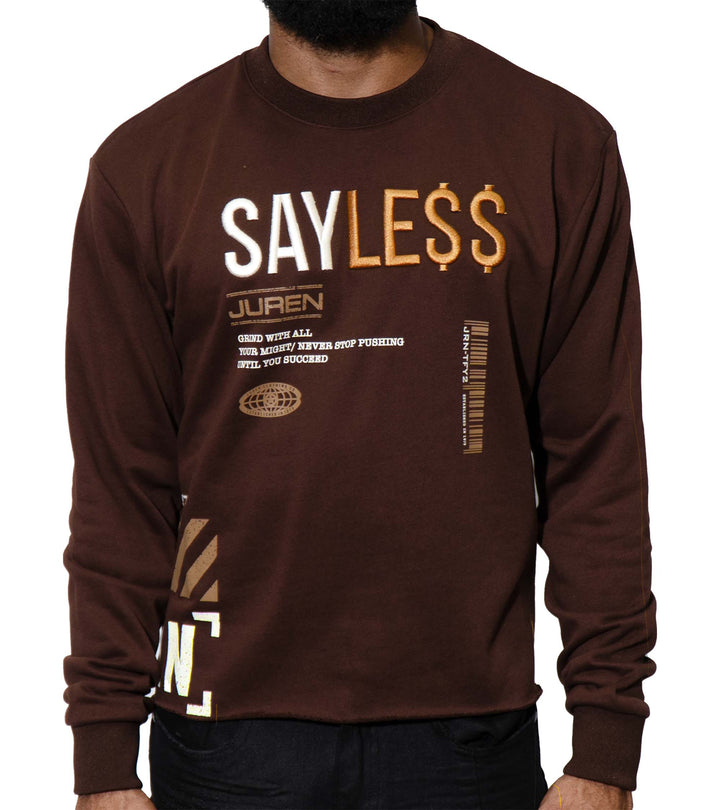 Say Le$$ Chocolate Crop Crewneck Sweater