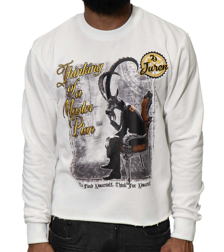 Thinking of a Masterplan White Crop Crewneck