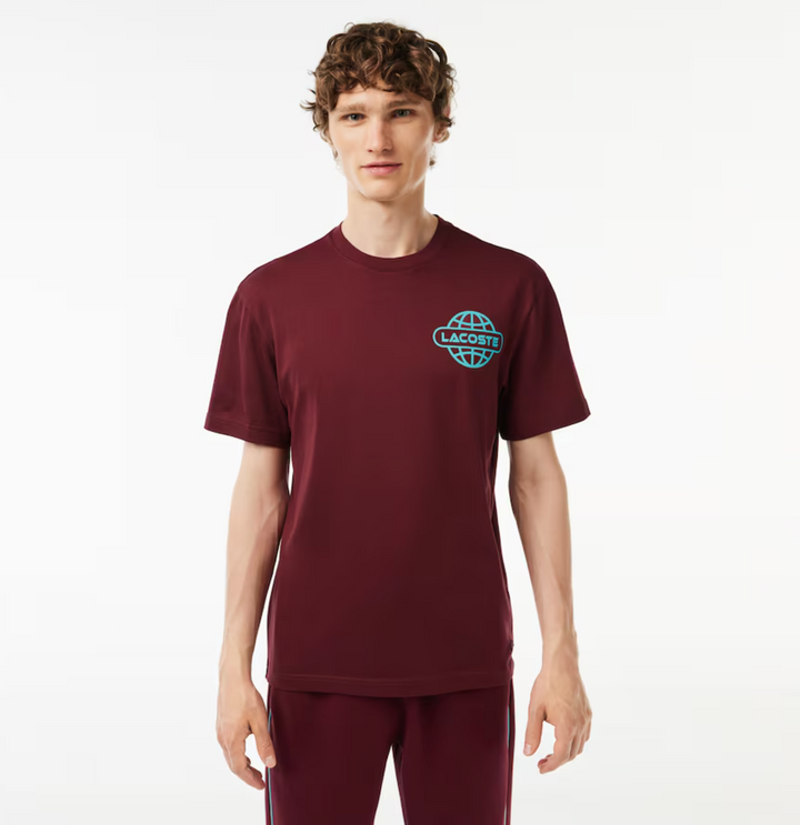 Lacoste Printed Heavy Cotton Jersey T-Shirt Burgundy